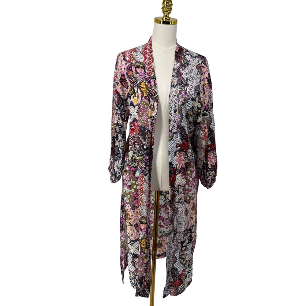 LOFT Womens XS/S Multi Color Paisley Floral Modal Open Front Duster Cardigan NEW